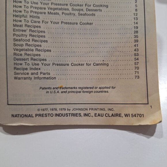 Presto Pressure Cooker Recipe Booklet Manual 1970s Vintage Instructions Meals - Picture 4 of 9